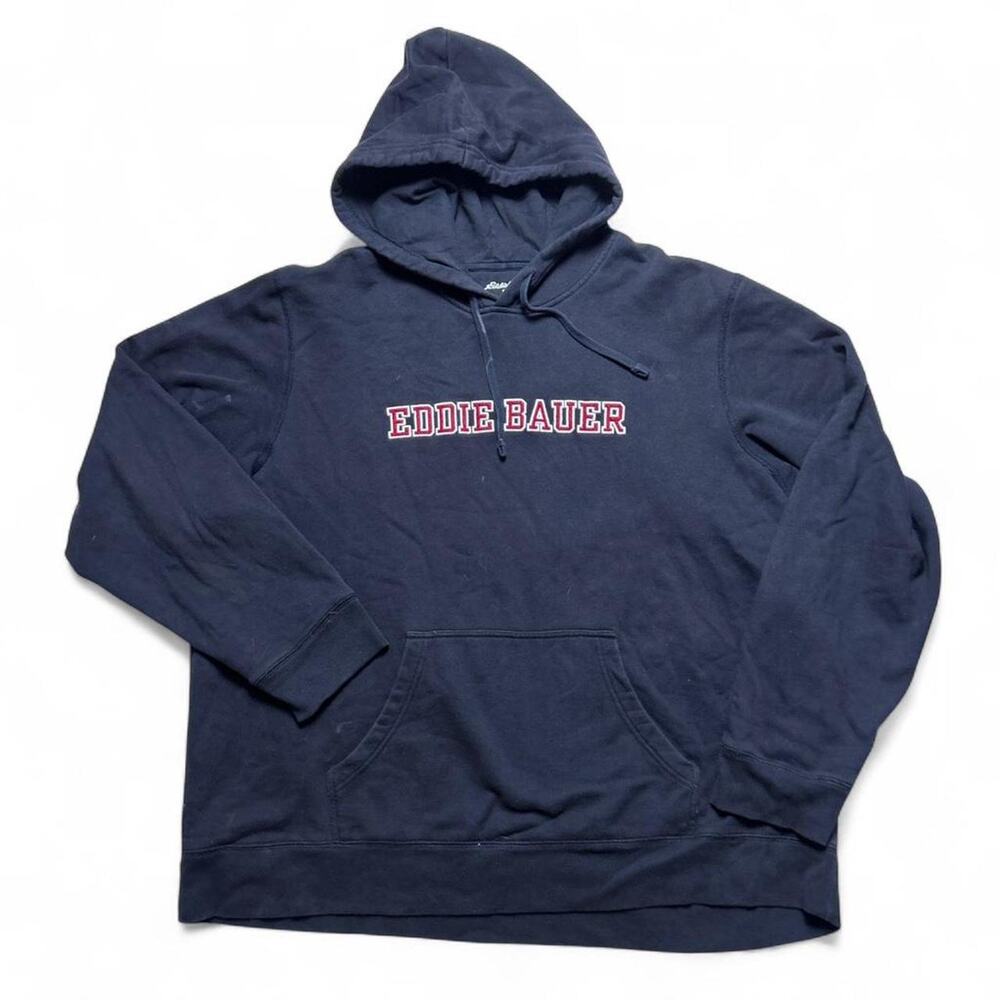 Eddie Bauer Vintage Y2K Navy Blue Embroidered Hoodie Sweatshirt XXL